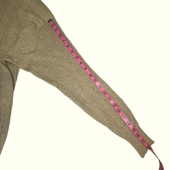 Beige Cable Knit High Neck Sweater - Picture 7 of 7